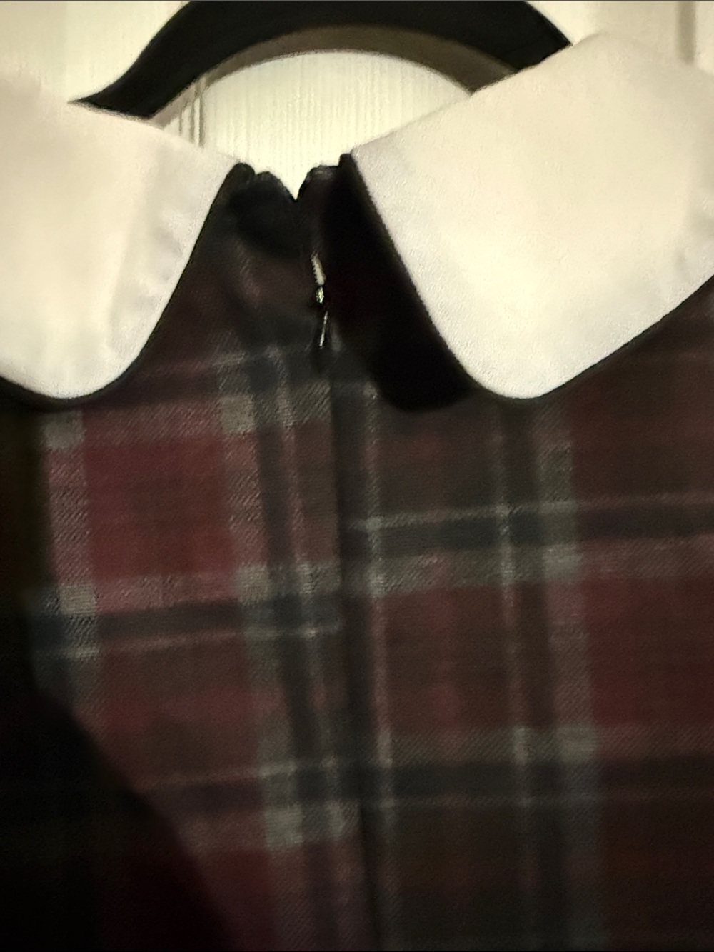 Plaid Peter Pan Collar Dress - Burgundy & Black - Picture 5 of 5